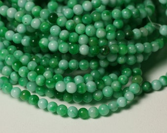 Candy jade spring green round 4mm, 15-inch strand, select your quantity (item ID CJRMG4m)