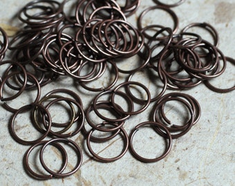 Jump ring 10mm outer diameter, 20G thick, antique copper, 100 pcs (item ID YWACHS00068)