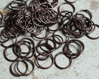 antique copper jump ring 6mm, 7mm, 8mm, 10mm outer diameter, 20G thick, select your size and quantity