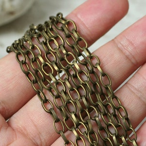 pack of 5 ft, Antique brass link chain cable chain link size 5x3.5mm (item ID YWAB1.0BSSZ)