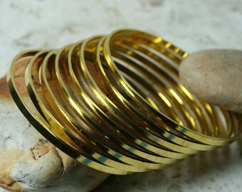 Gold plated stacking bangle bracelet blank, small to medium, one piece (item ID GPB62)