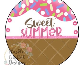 Ice Cream Door Hanger Template: Summer Round Design (Digital Template)