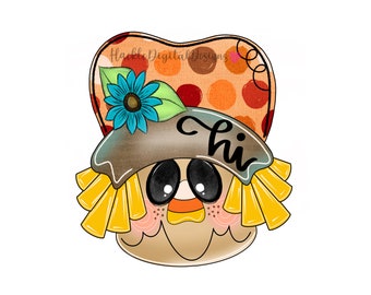 Fall Scarecrow Digital Template, Digital Template, Fall Door Hanger Template