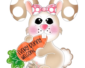Easter Bunny Door Hanger Template, Every Bunny Welcome (Digital Download)