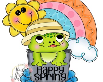 Frog Door Hanger Template: Rainbow Summer Theme (Digital Template)