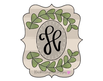 Floral Wreath Initial Door Hanger Template (Digital Download)