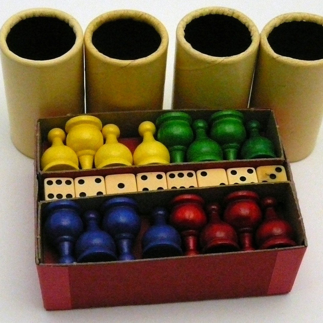 Parcheesi board game 28 parts pieces wood cup dice replacement Etsy