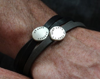 Personalised Mobius Infinity Nappa Leather Friendship Bracelet Hand Engraved Gift Mathematical Jewellery Unique Gift for Him /& Her