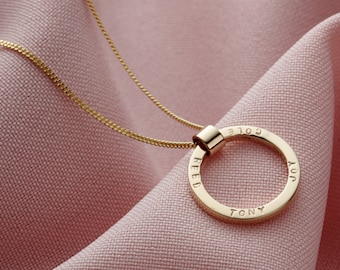 Personalised Solid 9ct Gold Circle Necklace