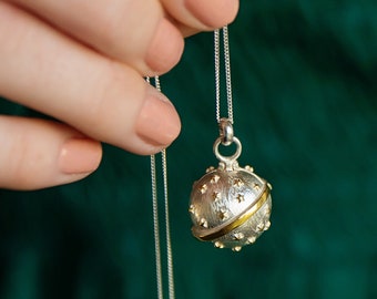 Personalised Celestial Locket | Saturn Necklace | Monogram Locket Necklace | Ball Locket | Sphere Locket | Unique Locket