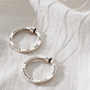 Large Personalised Silver Circle Necklace