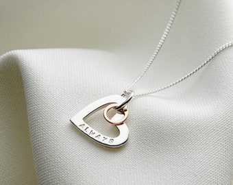 Personalised Silver & Rose Gold Heart Necklace