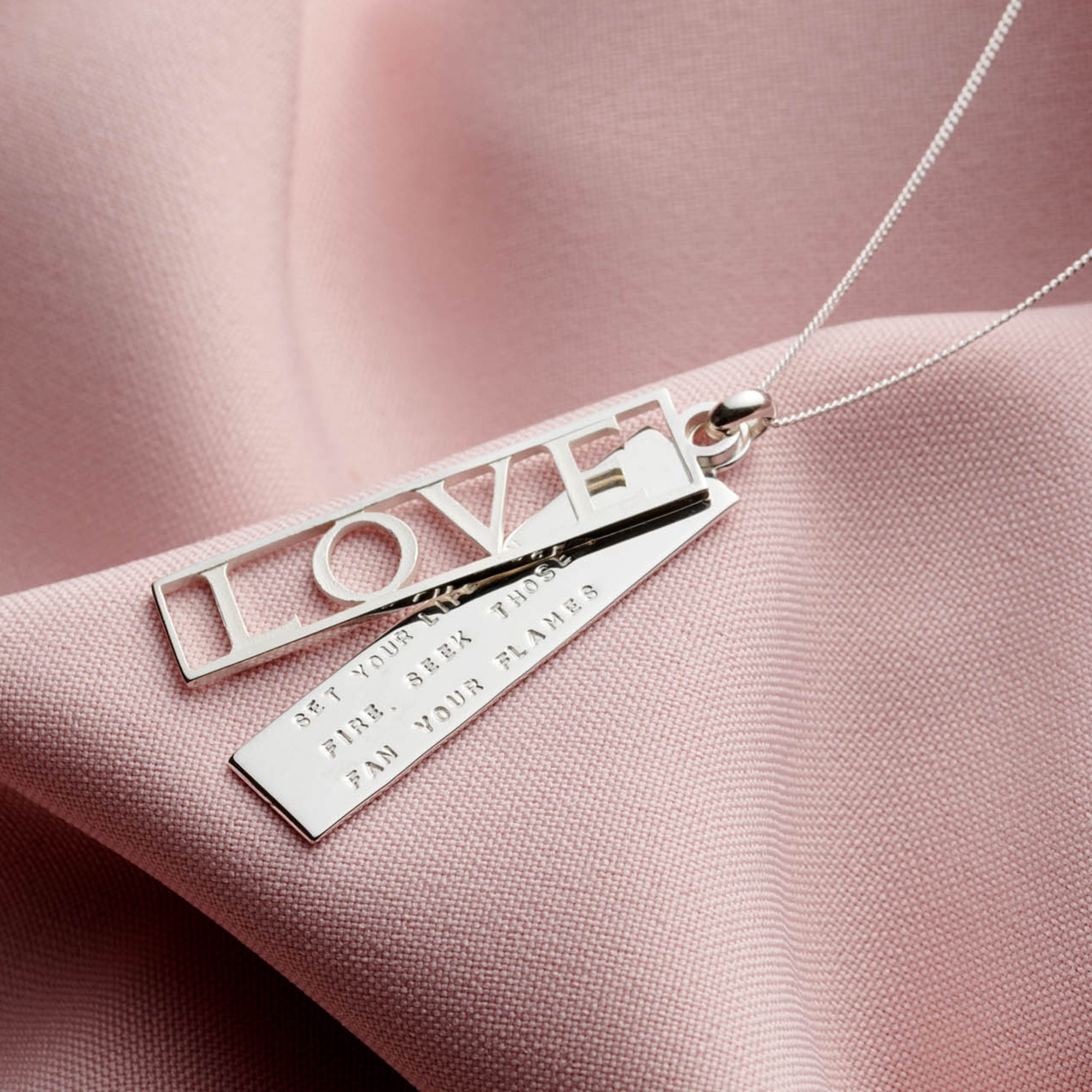 Personalised Silver Mantra Love Necklace