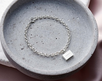 Personalised Chunky 'Brick' Bracelet in Sterling Silver