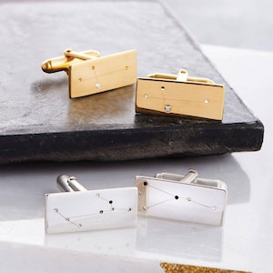 Silver Constellation Cufflinks | Unique Gift for Him | Hand Made 9ct Gold Personalised Cuff Links | Star Sign Cufflinks |Zodiac Gift For Him