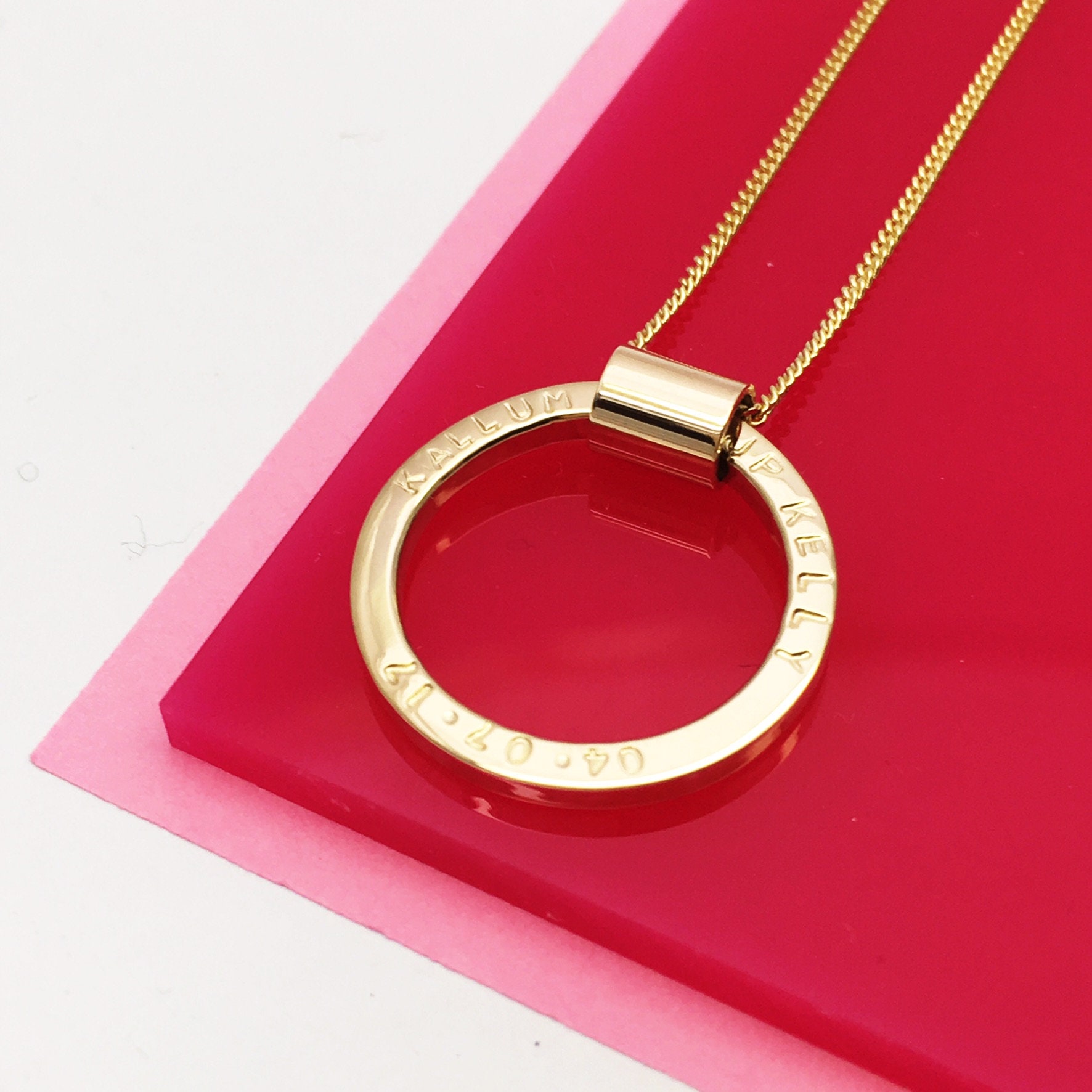 Personalised Solid 9ct Gold Circle Necklace Etsy