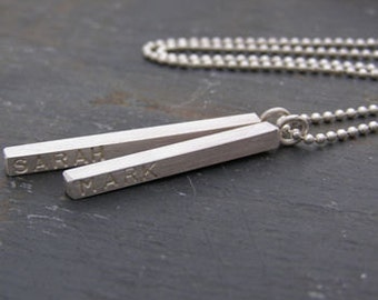 Silver Personalised Satin Men's Necklace
