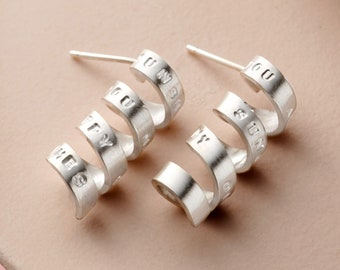 Personalised Silver Drop Earrings |  Unique Statement Earrings | Custom Earrings | Drop earrings | Handmade Quote Earrings | Silver earrings