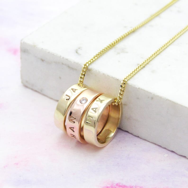 Personalised Rose Gold & Yellow Gold Pendant Gold Diamond Etsy