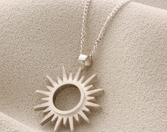 Sterling Silver Solar Sun Necklace