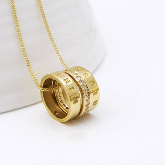 Solid 9ct Gold Diamond Name Necklace Etsy