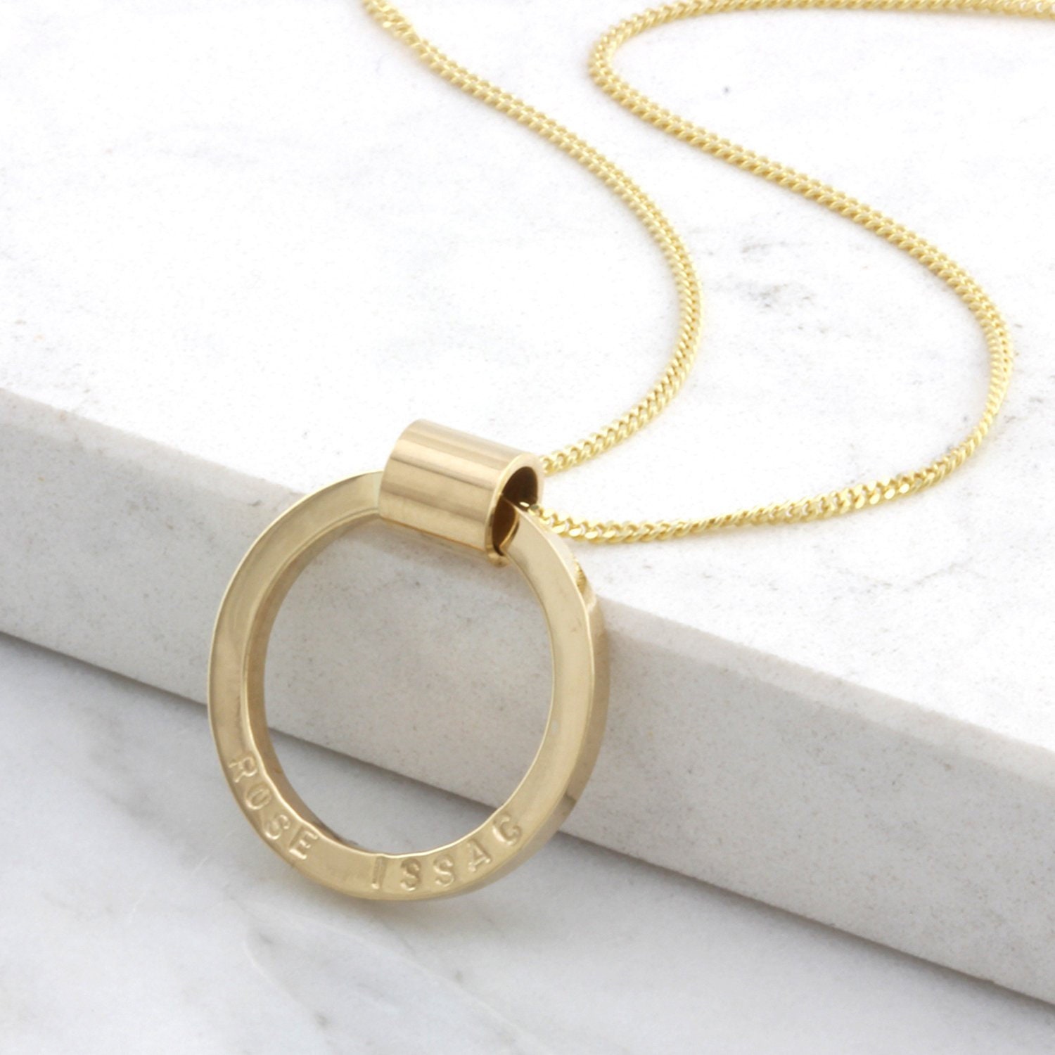 Personalised Solid 9ct Gold Circle Necklace Etsy