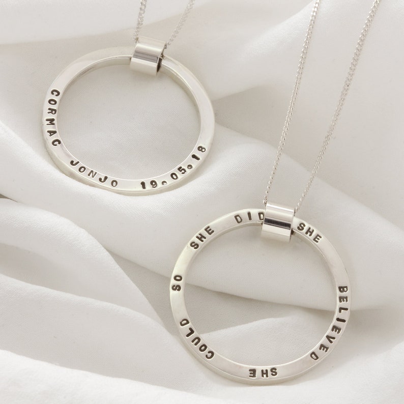 Large Personalised Silver Circle Necklace image 3