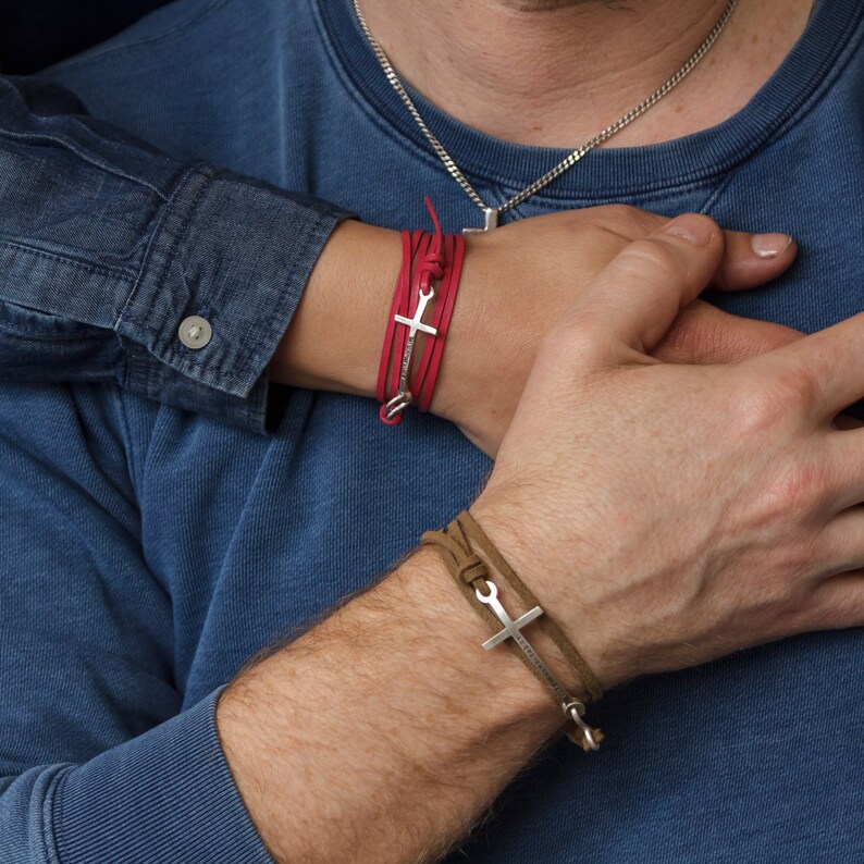 Silver cross bracelet mens Clearance
