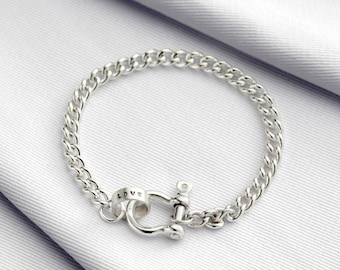 Personalised Chunky Silver Shackle Chain Bracelet