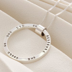 Large Personalised Silver Circle Necklace image 4