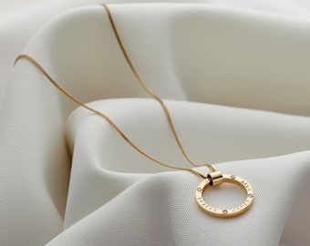 Personalised Solid 9ct Gold & Diamond Circle Necklace