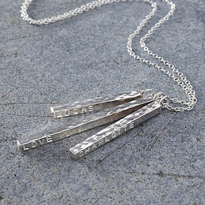 Personalised Silver Bar Necklace |Family Name Necklace