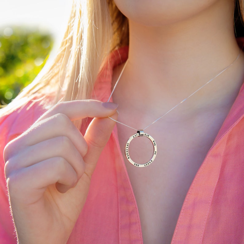 Large Personalised Silver Circle Necklace image 2