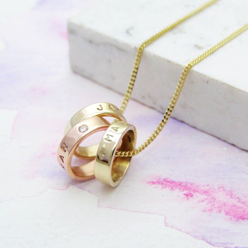 Personalised Rose Gold & Yellow Gold Pendant Gold Diamond Etsy