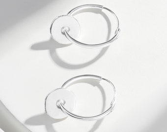 Sterling Silver Hoop Nugget Earrings | Everyday Hoop Earrings | Hand Made Earrings | Classic Hoop Earrings