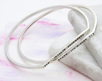 Silver Personalised Bangle | Contemporary Bracelet | Unique Gift For Her | Geometric Inspired Bangle | Personalised Jewellery