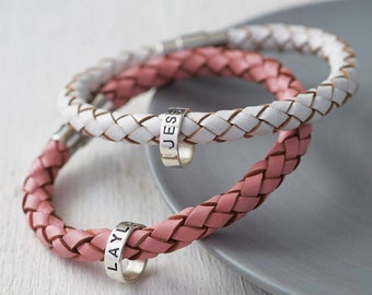 Personalised Silver & Leather Bracelet