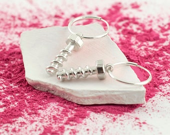 Silver Nut & Bolt Earrings