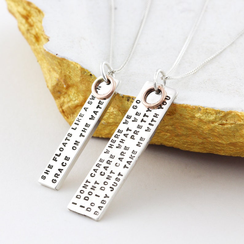 Personalised Silver ID Tag Necklace With Rose Gold Etsy