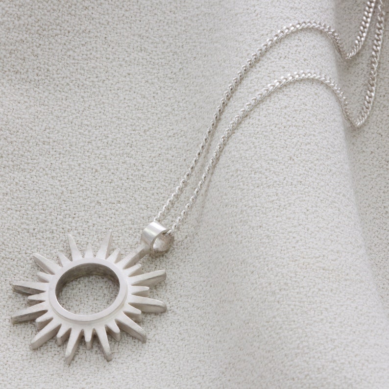 Sterling Silver Solar Sun Necklace | Etsy