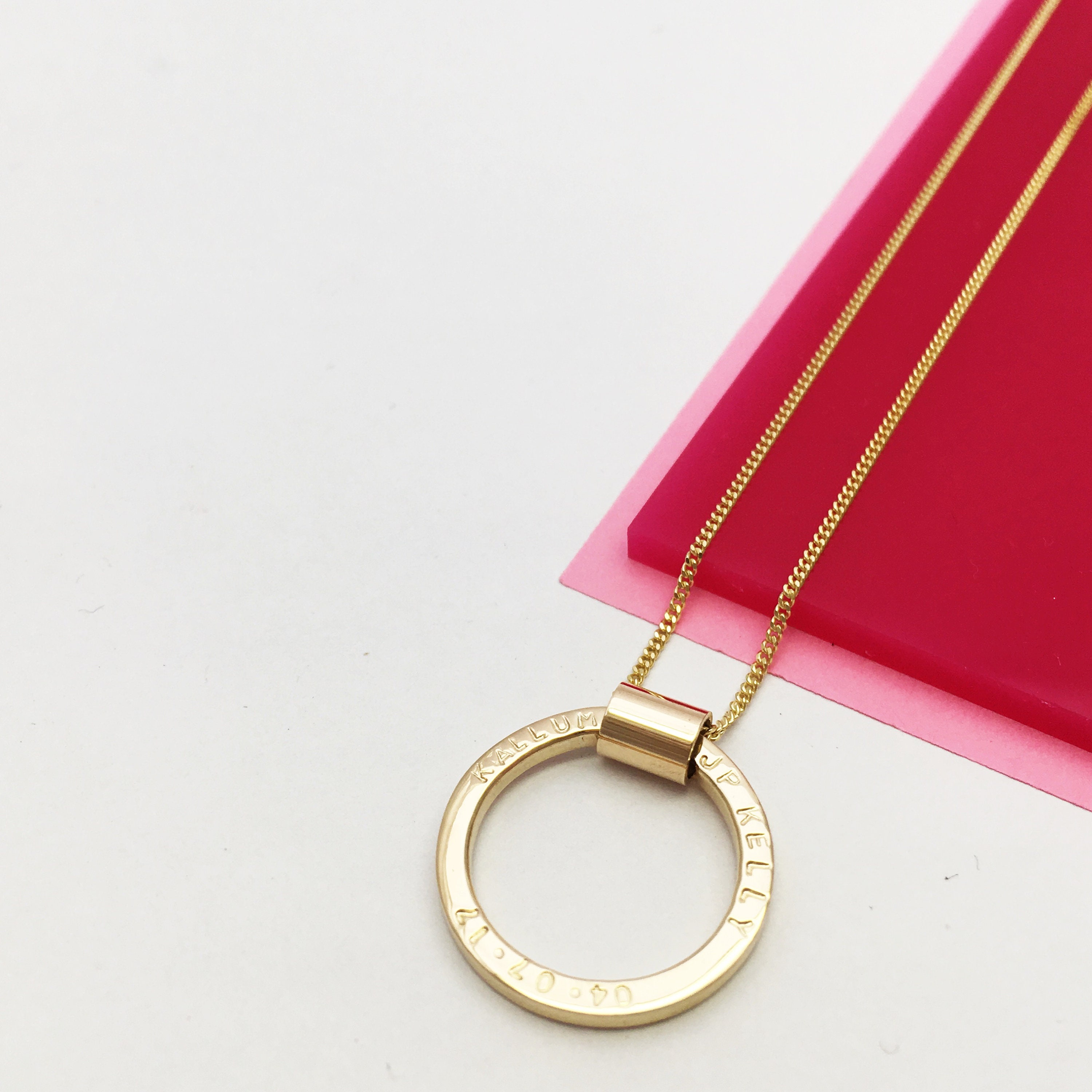Personalised Solid 9ct Gold Circle Necklace Etsy