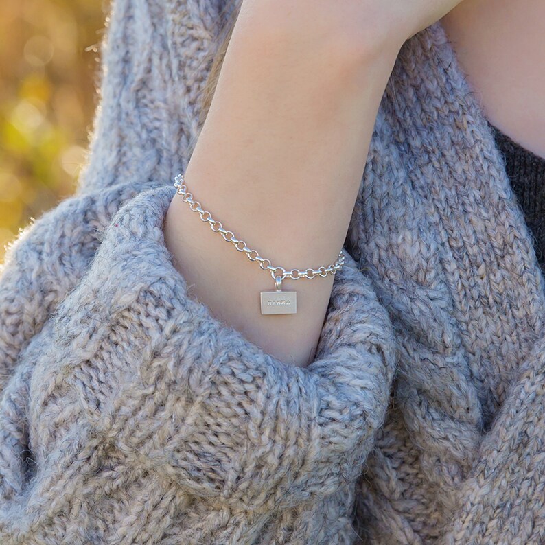 Personalised Chunky 'Brick' Bracelet in Sterling Silver image 5