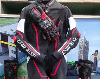 Ladies Dainese Black and Red D-air Customized Leather Racing Suit