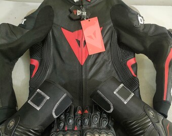 Dainese Black and Red D-air Customized Leather Racing Suit