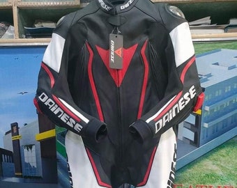 Dainese Black and Red Customized Leather Racing Suit