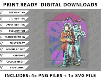 Retro Doctor Who Tom Baker Png Bundle, SVG Files, Digital Downloads