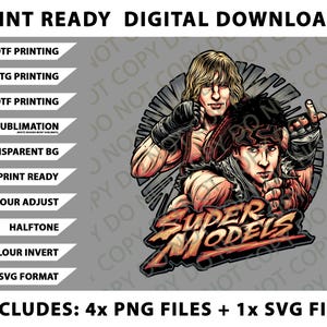 Super Models Parody Cartoon Style Funny Retro Fashion Png Bundle, SVG Files, Digital Downloads
