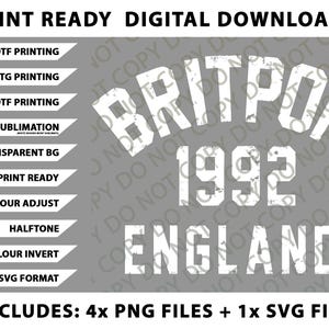 Britpop Png Bundle, SVG Files, Digital Downloads