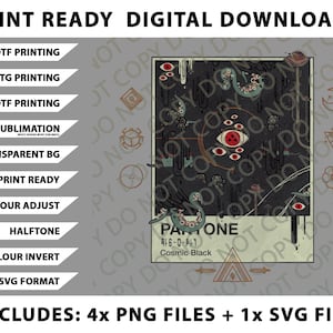 Cosmic Black Shirt, Moon Stars Png Bundle, SVG Files, Digital Downloads