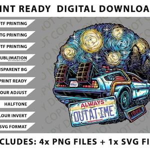 Back To The Future, DeLorean, Always Outatime Png Bundle, SVG Files, Digital Downloads